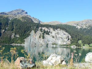 Stunning mountain range with reflection in water.